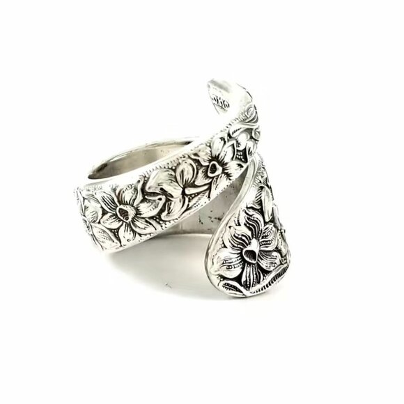 Boho Tulip Floral Adjustable Spoon Ring #1158 - Picture 3 of 7